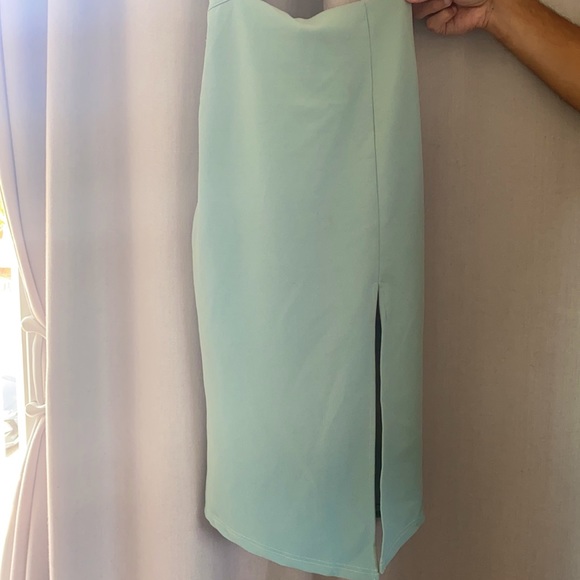 Lulu’s Sage Blue Asymmetrical cutout midi dress - Picture 3 of 8